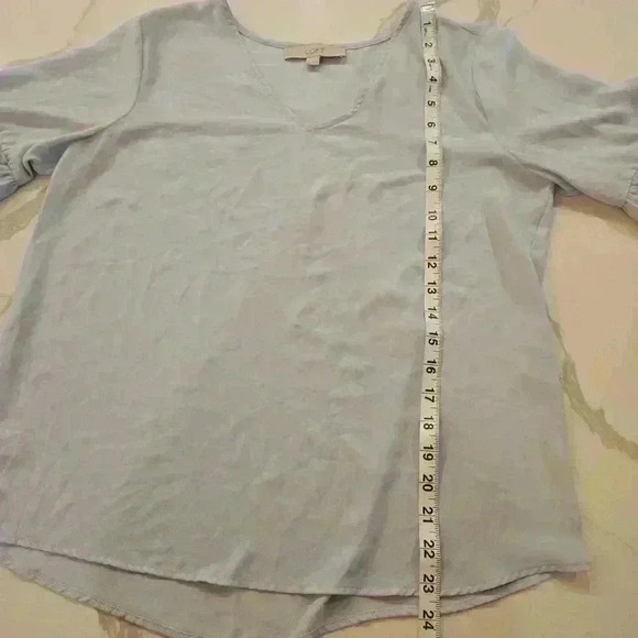 Loft Womens Boho V Neck Bell Sleeves Blouse Powder Blue Size Small - Picture 7 of 7